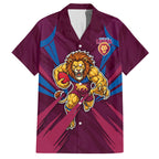 Brisbane Lions Australian Football Hawaiian Shirt Powerful Lion Mascot - Bold Team Colors