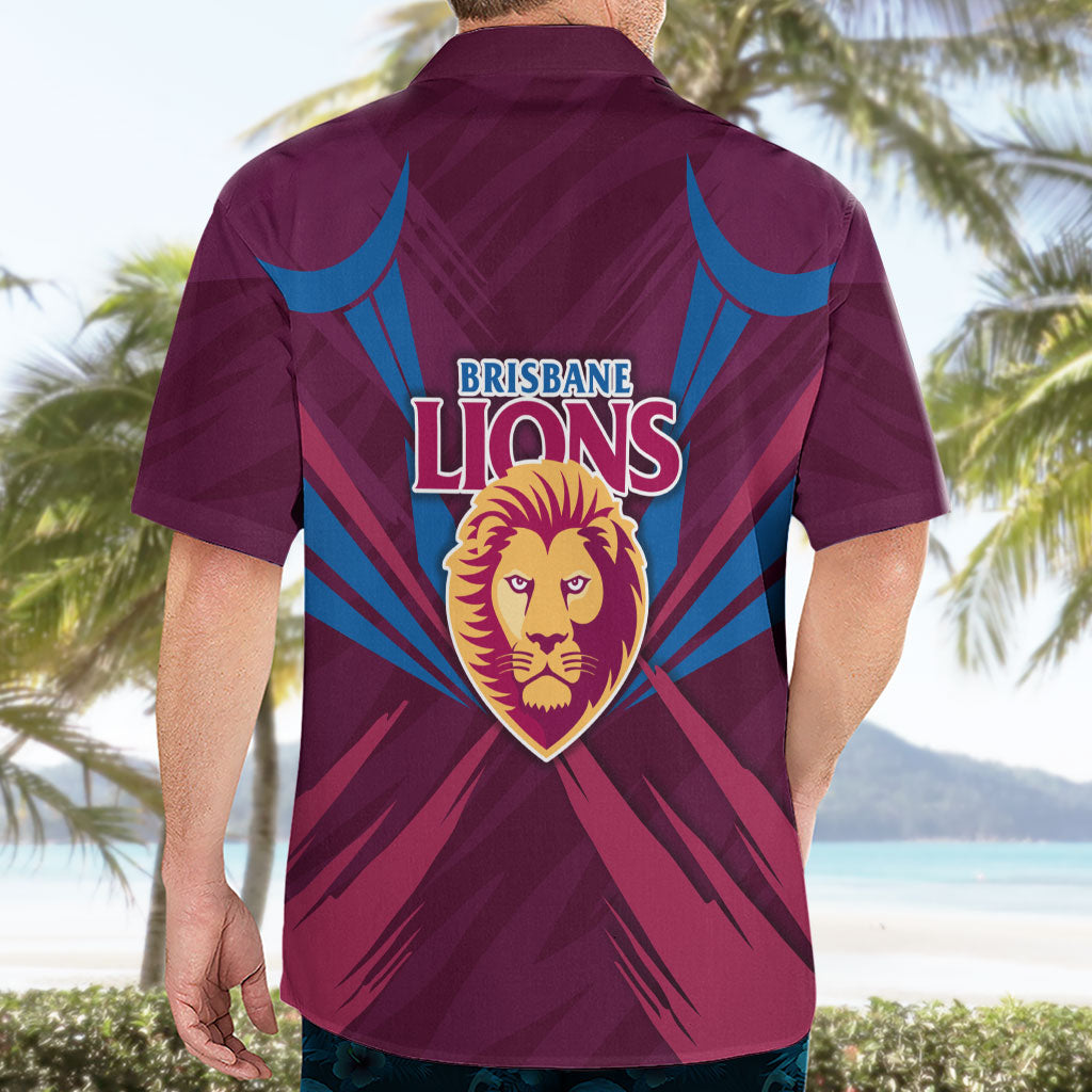 Brisbane Lions Australian Football Hawaiian Shirt Powerful Lion Mascot - Bold Team Colors