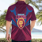 Brisbane Lions Australian Football Hawaiian Shirt Powerful Lion Mascot - Bold Team Colors