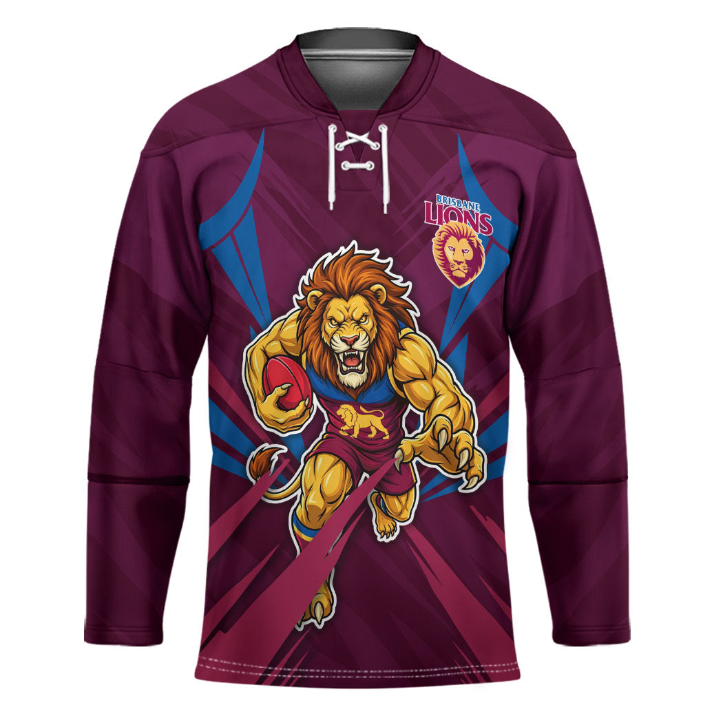 Brisbane Lions Australian Football Hockey Jersey Powerful Lion Mascot - Bold Team Colors