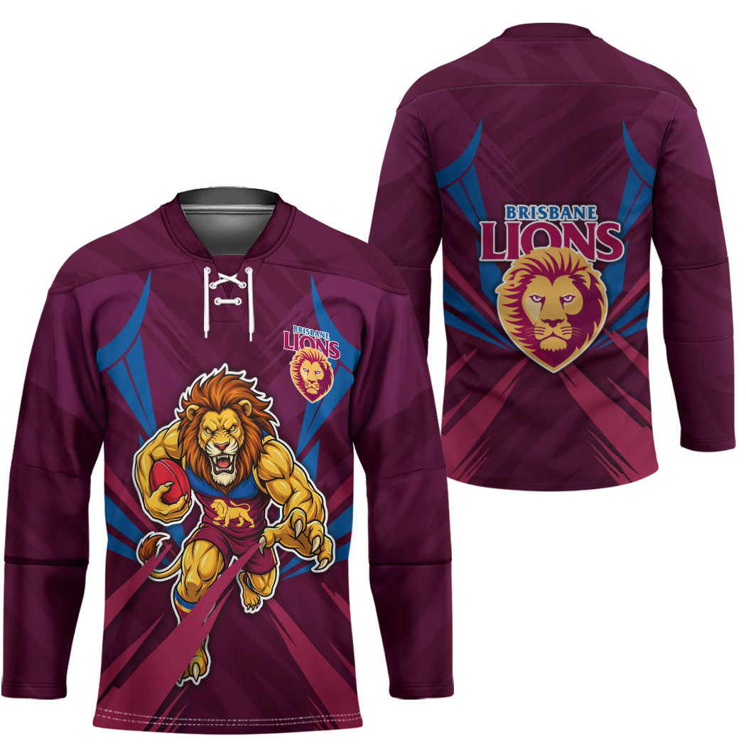 Brisbane Lions Australian Football Hockey Jersey Powerful Lion Mascot - Bold Team Colors