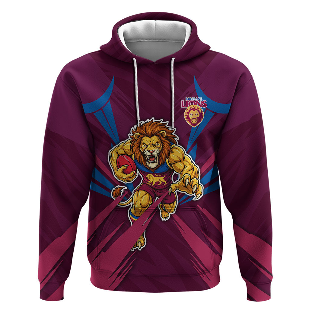 Brisbane Lions Australian Football Hoodie Powerful Lion Mascot - Bold Team Colors