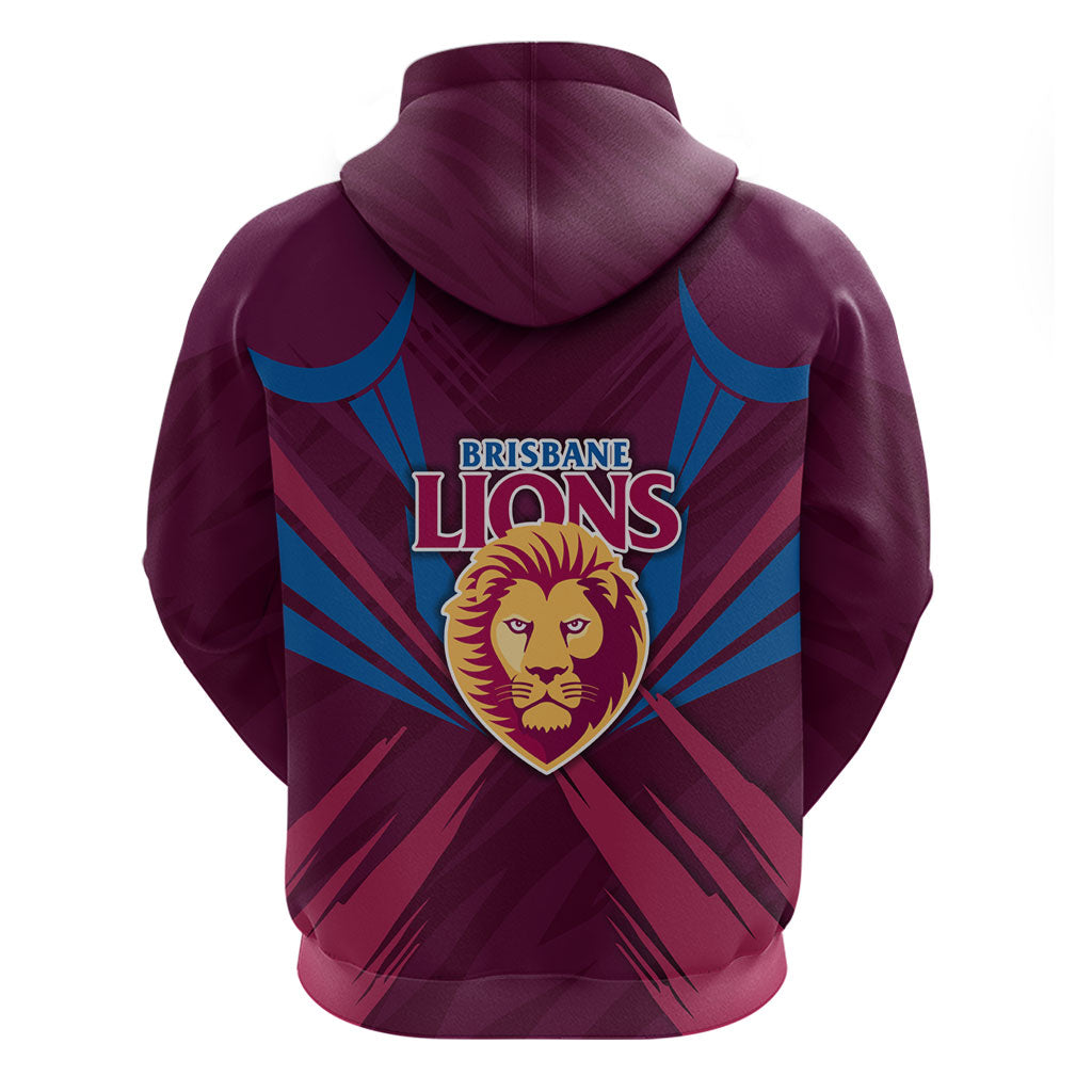 Brisbane Lions Australian Football Hoodie Powerful Lion Mascot - Bold Team Colors