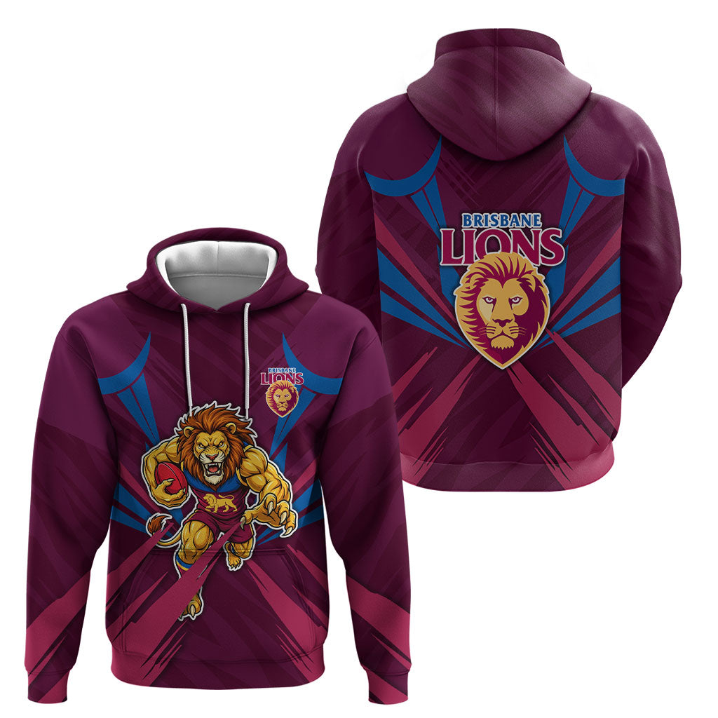 Brisbane Lions Australian Football Hoodie Powerful Lion Mascot - Bold Team Colors