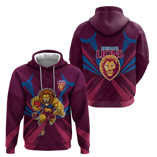 Brisbane Lions Australian Football Hoodie Powerful Lion Mascot - Bold Team Colors