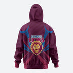 Brisbane Lions Australian Football Hoodie Powerful Lion Mascot - Bold Team Colors