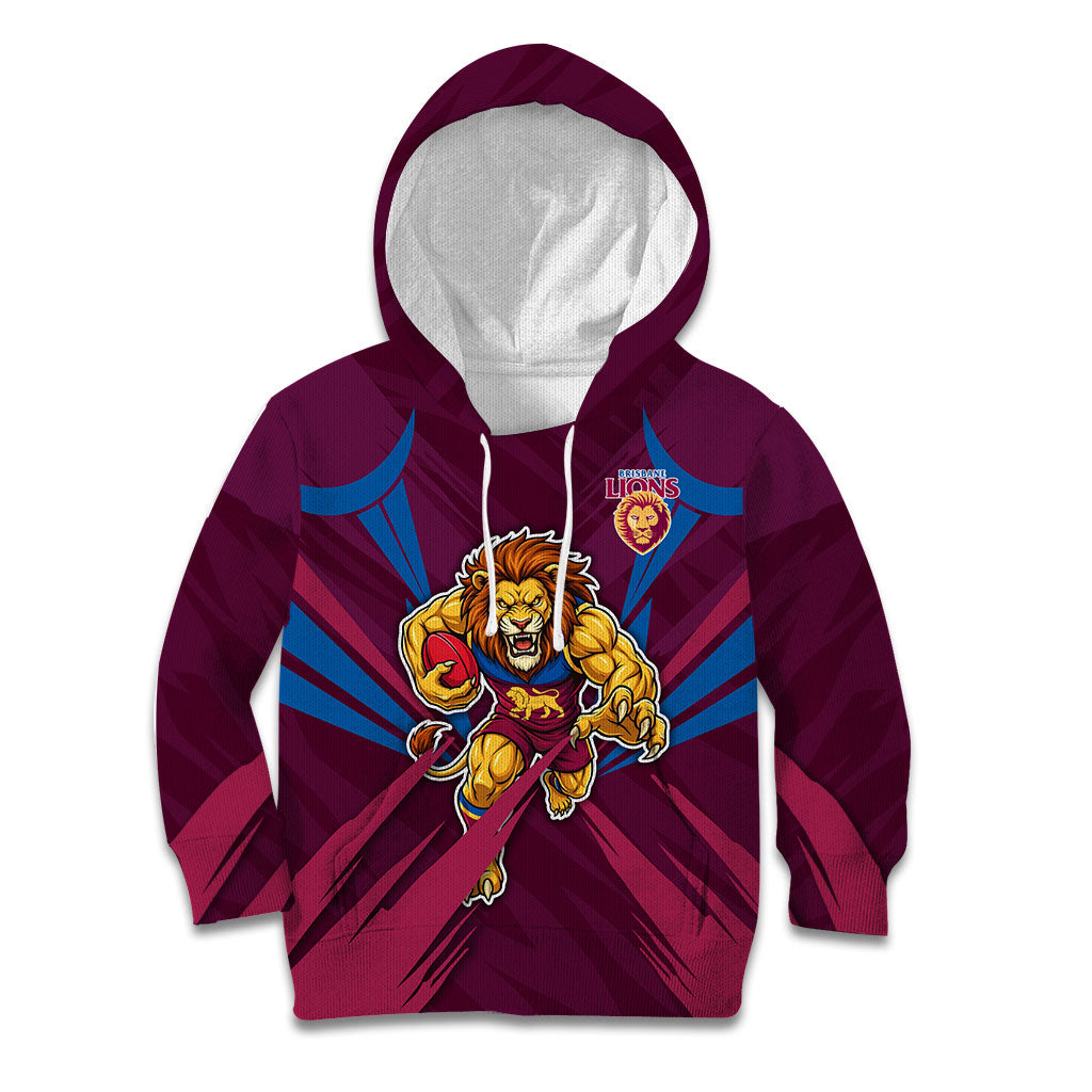 Brisbane Lions Australian Football Kid Hoodie Powerful Lion Mascot - Bold Team Colors