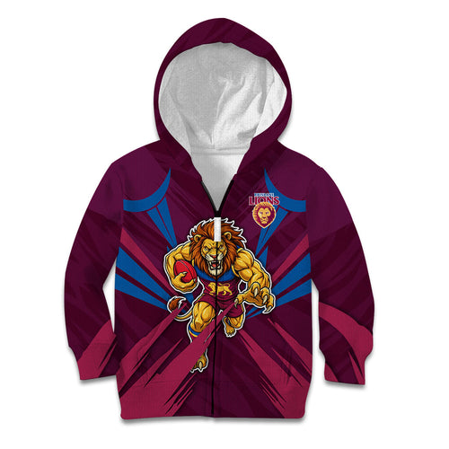 Brisbane Lions Australian Football Kid Hoodie Powerful Lion Mascot - Bold Team Colors