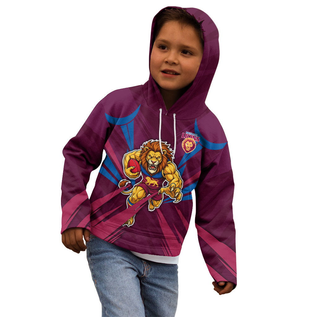 Brisbane Lions Australian Football Kid Hoodie Powerful Lion Mascot - Bold Team Colors
