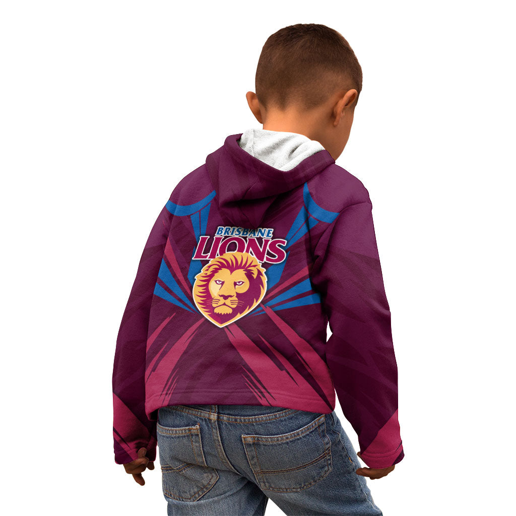 Brisbane Lions Australian Football Kid Hoodie Powerful Lion Mascot - Bold Team Colors