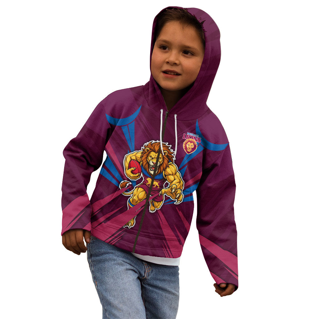 Brisbane Lions Australian Football Kid Hoodie Powerful Lion Mascot - Bold Team Colors
