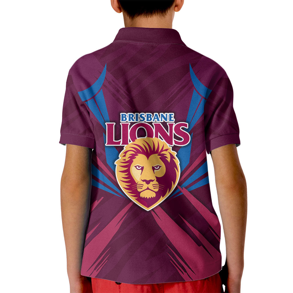 Brisbane Lions Australian Football Kid Polo Shirt Powerful Lion Mascot - Bold Team Colors