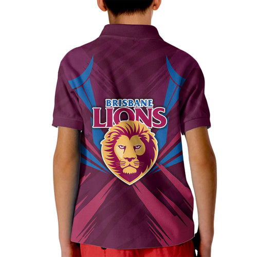 Brisbane Lions Australian Football Kid Polo Shirt Powerful Lion Mascot - Bold Team Colors