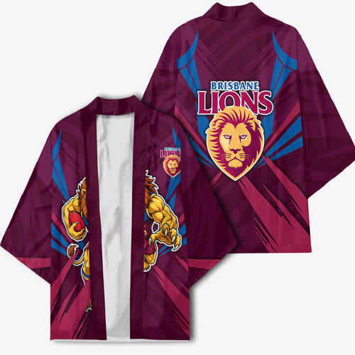 Brisbane Lions Australian Football Kimono Powerful Lion Mascot - Bold Team Colors