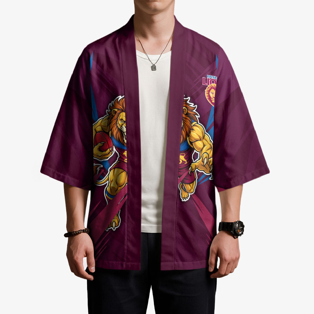 Brisbane Lions Australian Football Kimono Powerful Lion Mascot - Bold Team Colors