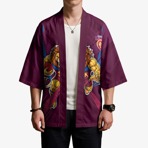 Brisbane Lions Australian Football Kimono Powerful Lion Mascot - Bold Team Colors