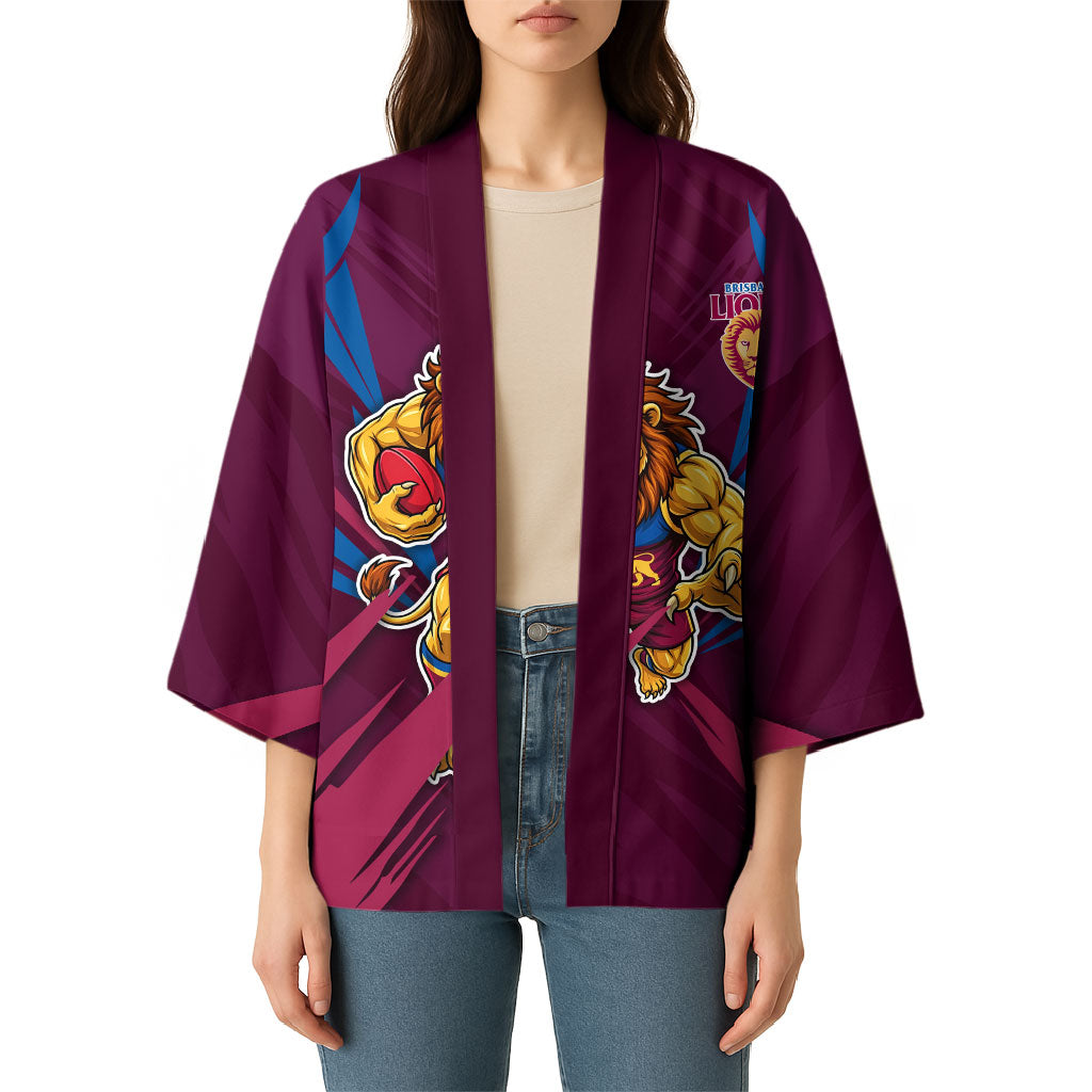 Brisbane Lions Australian Football Kimono Powerful Lion Mascot - Bold Team Colors
