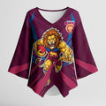 Brisbane Lions Australian Football Kimono Sleeve Blouse Powerful Lion Mascot - Bold Team Colors