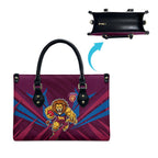 Brisbane Lions Australian Football Leather Bag Powerful Lion Mascot - Bold Team Colors
