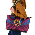 Brisbane Lions Australian Football Leather Tote Bag Powerful Lion Mascot - Bold Team Colors