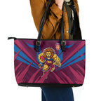 Brisbane Lions Australian Football Leather Tote Bag Powerful Lion Mascot - Bold Team Colors
