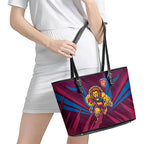 Brisbane Lions Australian Football Leather Tote Bag Powerful Lion Mascot - Bold Team Colors