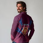 Brisbane Lions Australian Football Long Sleeve Polo Shirt Powerful Lion Mascot - Bold Team Colors