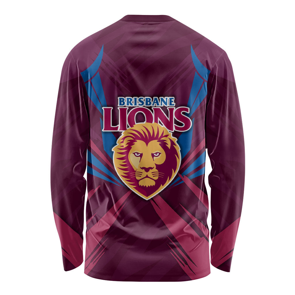 Brisbane Lions Australian Football Long Sleeve Shirt Powerful Lion Mascot - Bold Team Colors