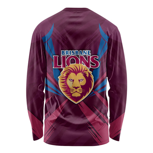 Brisbane Lions Australian Football Long Sleeve Shirt Powerful Lion Mascot - Bold Team Colors