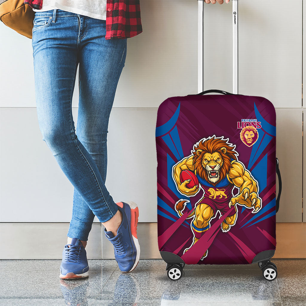 Brisbane Lions Australian Football Luggage Cover Powerful Lion Mascot - Bold Team Colors