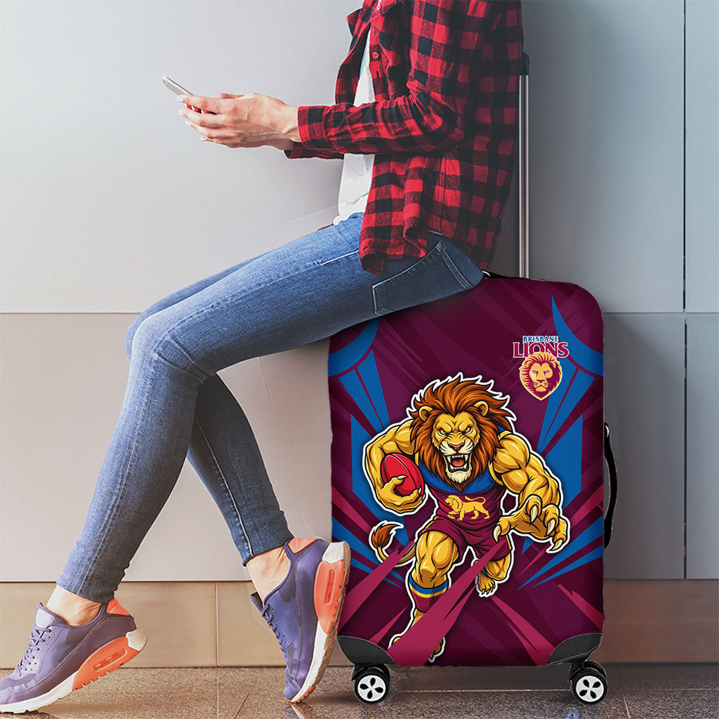Brisbane Lions Australian Football Luggage Cover Powerful Lion Mascot - Bold Team Colors