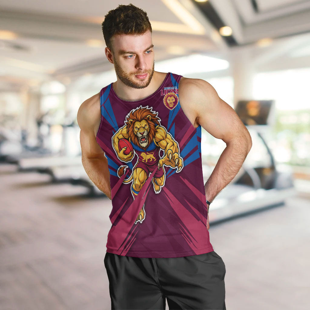 Brisbane Lions Australian Football Men Tank Top Powerful Lion Mascot - Bold Team Colors