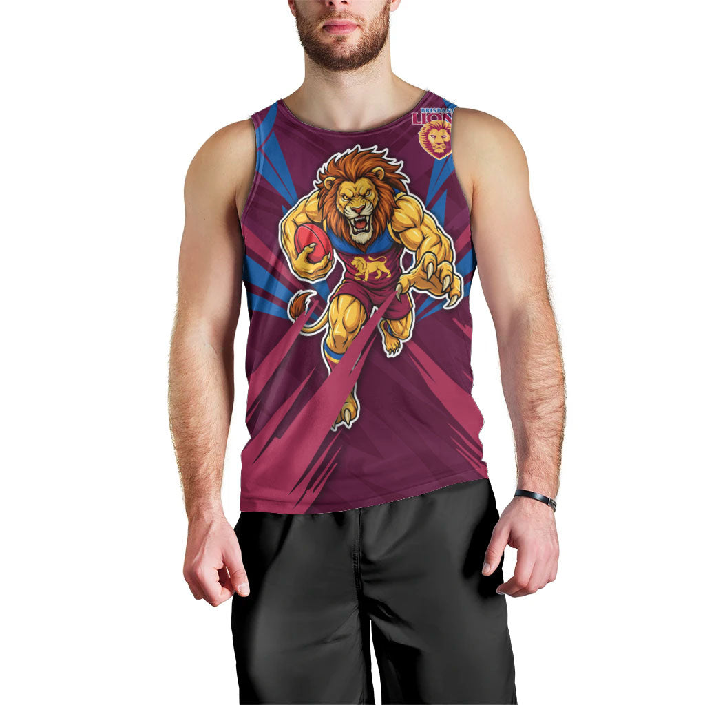 Brisbane Lions Australian Football Men Tank Top Powerful Lion Mascot - Bold Team Colors
