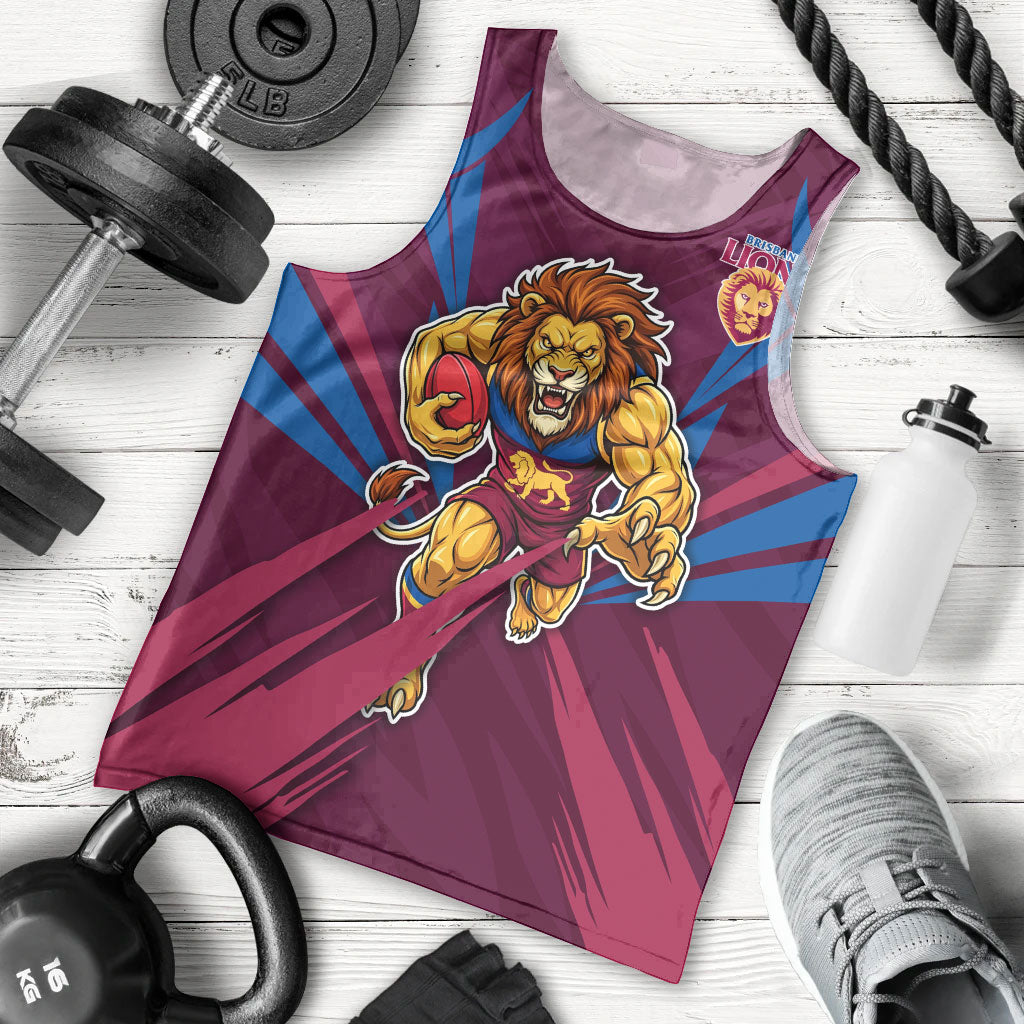 Brisbane Lions Australian Football Men Tank Top Powerful Lion Mascot - Bold Team Colors