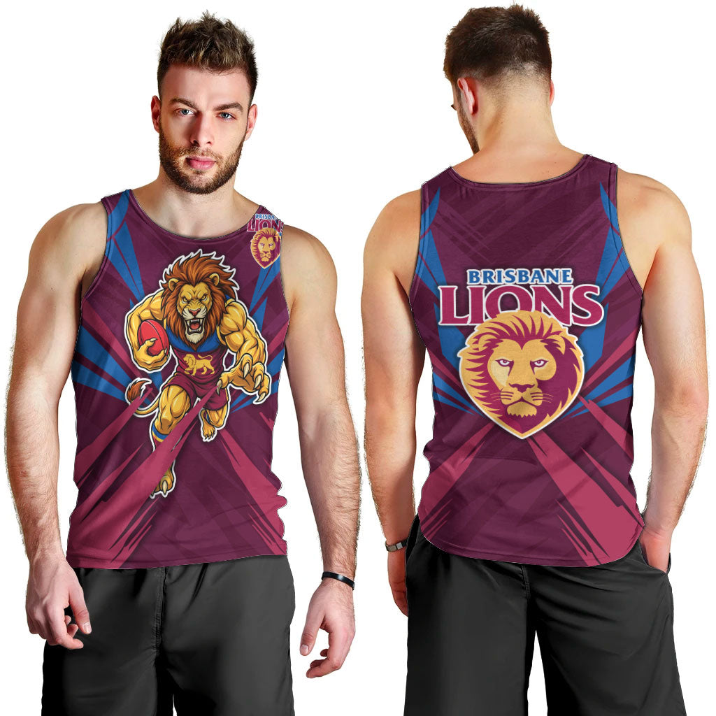 Brisbane Lions Australian Football Men Tank Top Powerful Lion Mascot - Bold Team Colors