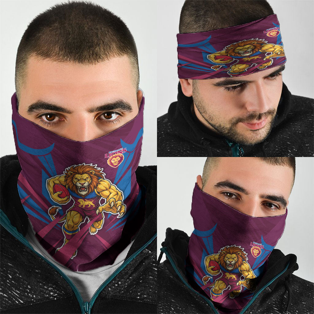 Brisbane Lions Australian Football Neck Gaiter Powerful Lion Mascot - Bold Team Colors