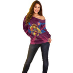 Brisbane Lions Australian Football Off Shoulder Sweater Powerful Lion Mascot - Bold Team Colors