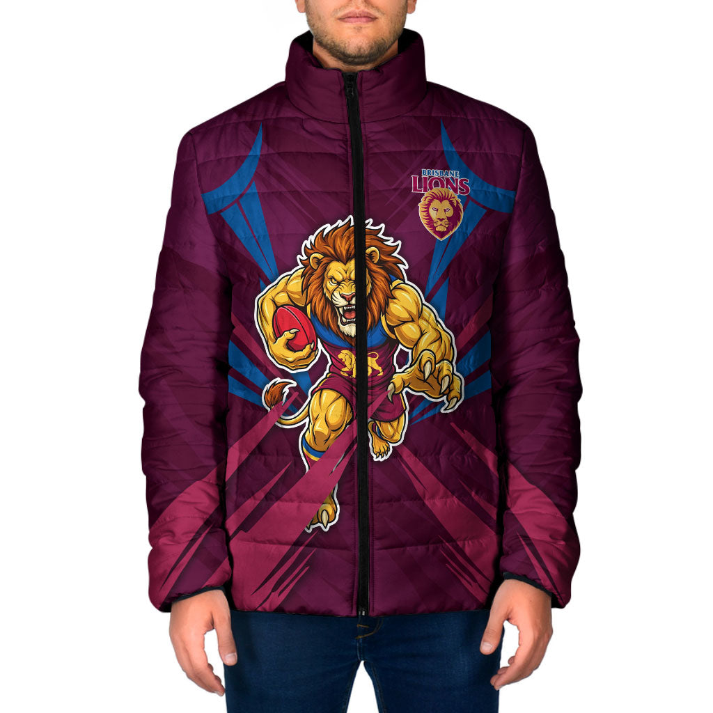 Brisbane Lions Australian Football Padded Jacket Powerful Lion Mascot - Bold Team Colors