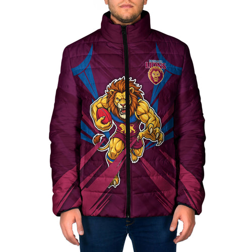 Brisbane Lions Australian Football Padded Jacket Powerful Lion Mascot - Bold Team Colors