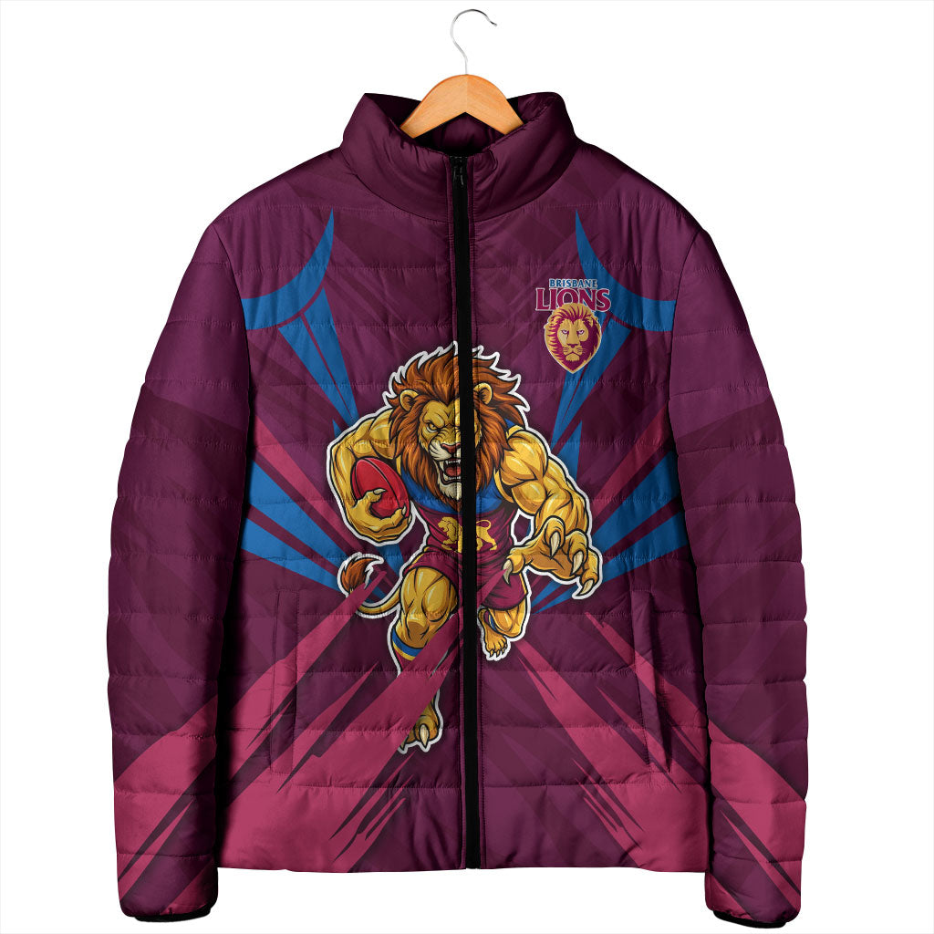 Brisbane Lions Australian Football Padded Jacket Powerful Lion Mascot - Bold Team Colors