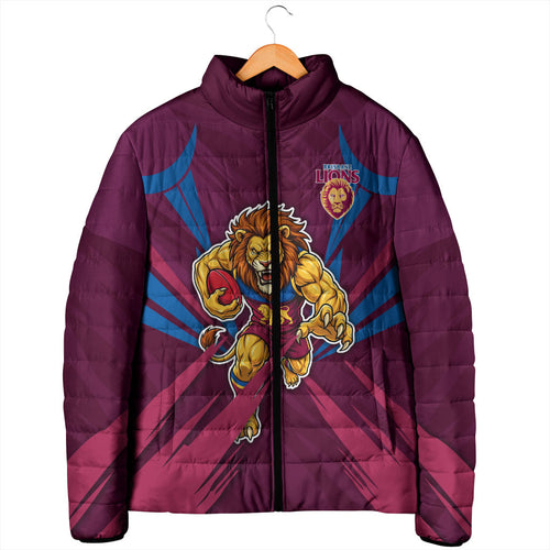 Brisbane Lions Australian Football Padded Jacket Powerful Lion Mascot - Bold Team Colors