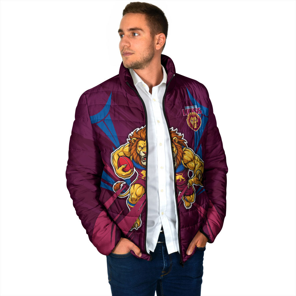 Brisbane Lions Australian Football Padded Jacket Powerful Lion Mascot - Bold Team Colors