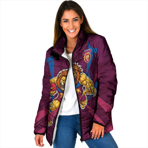 Brisbane Lions Australian Football Padded Jacket Powerful Lion Mascot - Bold Team Colors