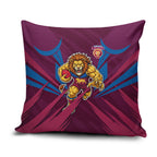 Brisbane Lions Australian Football Pillow Cover Powerful Lion Mascot - Bold Team Colors