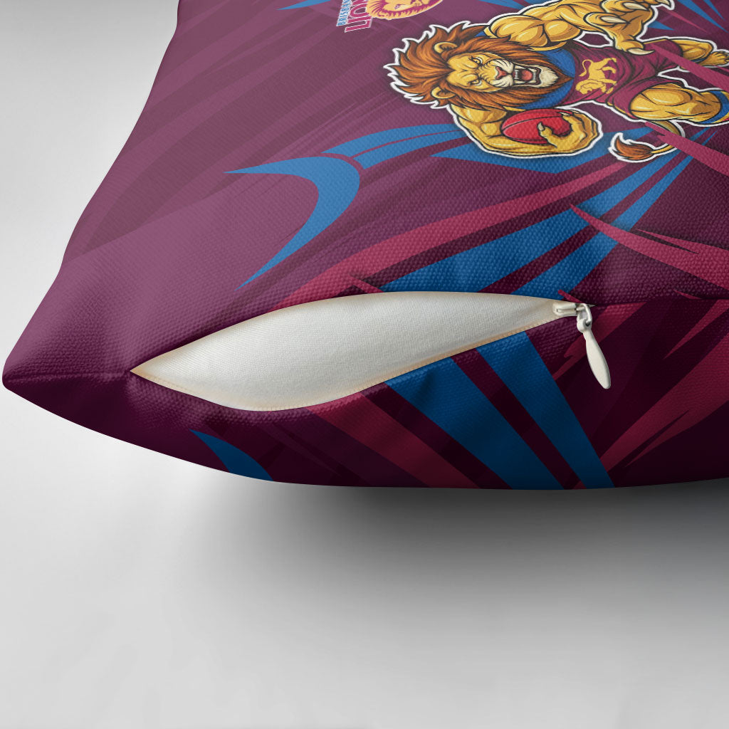 Brisbane Lions Australian Football Pillow Cover Powerful Lion Mascot - Bold Team Colors