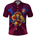 Brisbane Lions Australian Football Polo Shirt Powerful Lion Mascot - Bold Team Colors