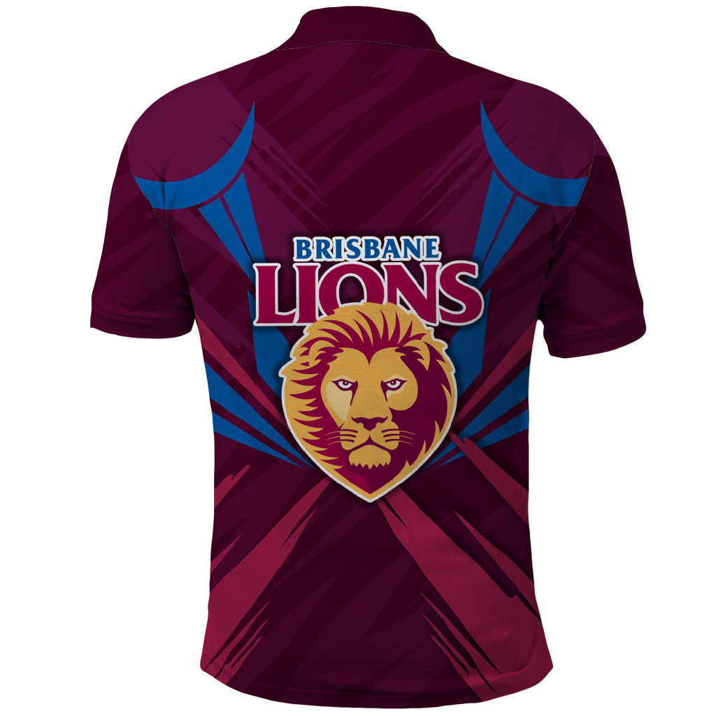 Brisbane Lions Australian Football Polo Shirt Powerful Lion Mascot - Bold Team Colors