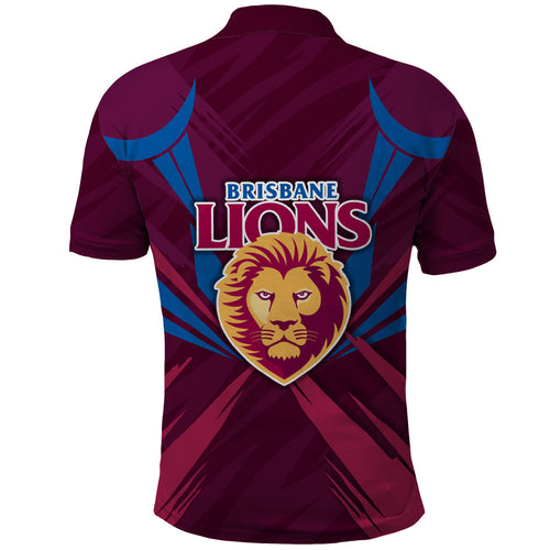 Brisbane Lions Australian Football Polo Shirt Powerful Lion Mascot - Bold Team Colors