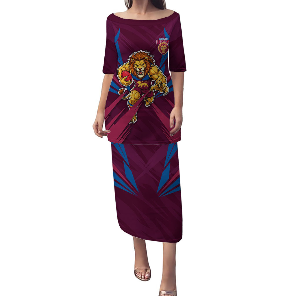 Brisbane Lions Australian Football Puletasi Powerful Lion Mascot - Bold Team Colors