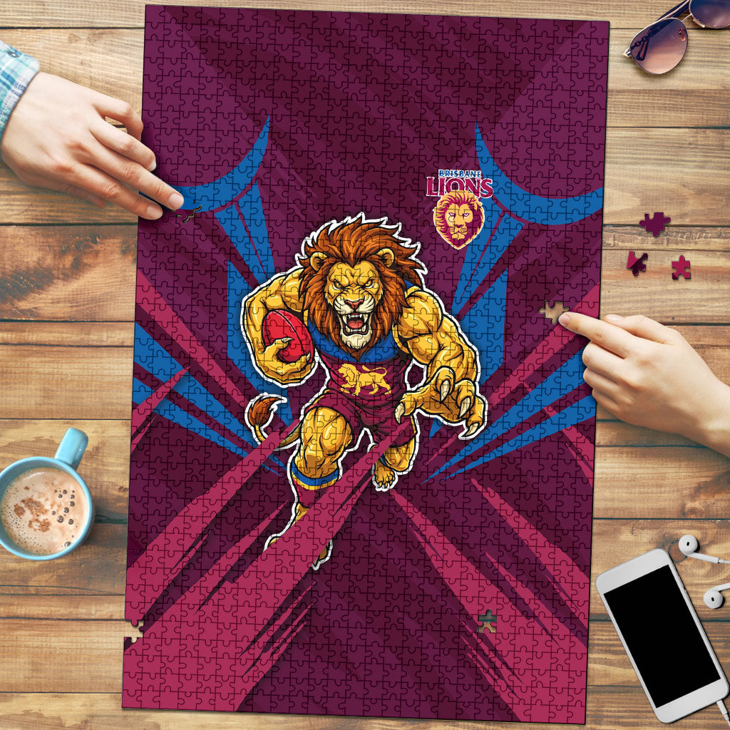 Brisbane Lions Australian Football Puzzle Powerful Lion Mascot - Bold Team Colors